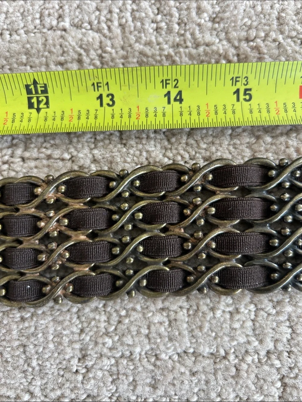 Suzi Roher Black and Antique Gold Chain-Link Stretch Belt